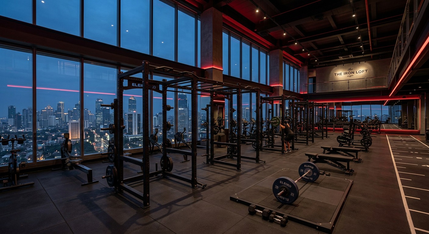 Interior ruang gym modern GarudaFit Mega Kuningan Jakarta